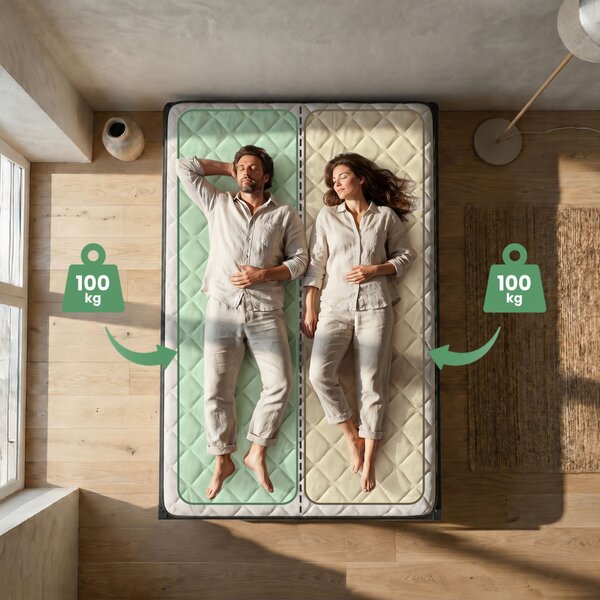 AKORD Furniture Factory Összecsukható Fém Ágykeret Rugós Matraccal 140x190 cm Fekete 9 Lábbal 20 Léccel