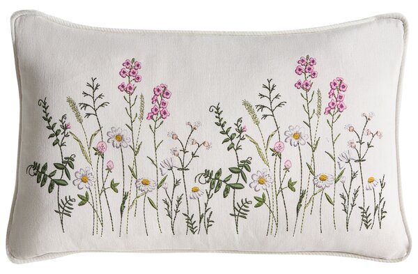 2 db díszpárna MADHUCA Pamut 30 x 50 cm Fehér Virágmintás