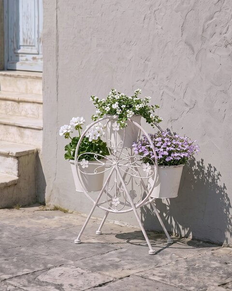Virágállvány CROWBERRY 43 cm Törtfehér Fém