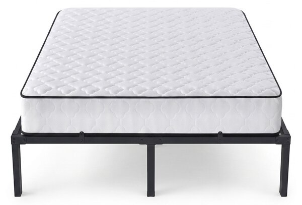 AKORD Furniture Factory Összecsukható Fém Ágykeret Rugós Matraccal 140x190 cm Fekete 9 Lábbal 20 Léccel