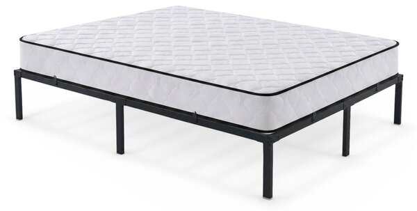 AKORD Furniture Factory Fém Ágy Rugós Matraccal 140x200 cm Összecsukható Fekete