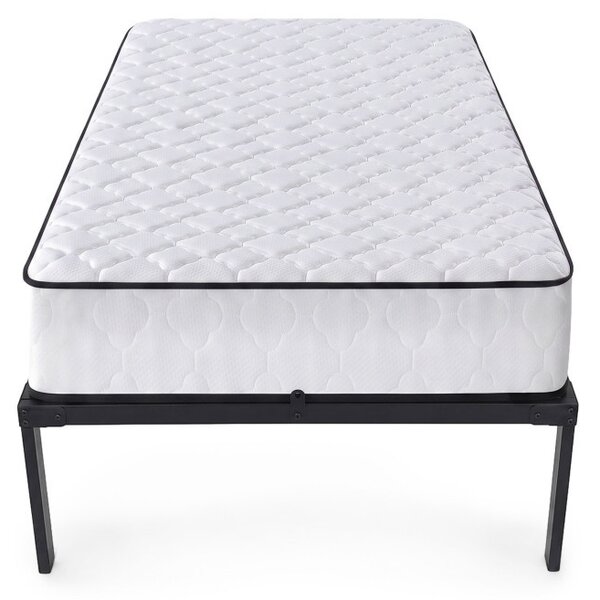 AKORD Furniture Factory Összecsukható Fém Ágykeret Matraccal 90x190 cm Fekete 6 Lábbal 10 Léccel