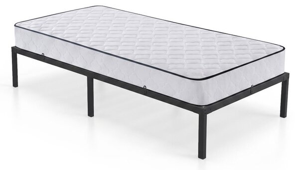 AKORD Furniture Factory Összecsukható Fém Ágykeret Matraccal 90x190 cm Fekete 6 Lábbal 10 Léccel