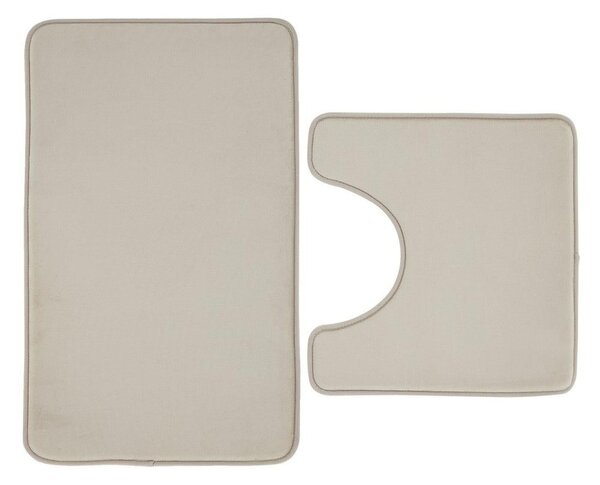 Bézs memóriahab fürdőszobai kilépő szett WC-hez, 2 db-os 50x80 cm Anti-Bacterial – Catherine Lansfield