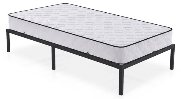 AKORD Furniture Factory Összecsukható Fém Ágykeret Rugós Matraccal 100x200 cm Fekete 6 Lábbal