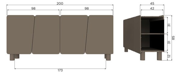 Barna borovi fenyő komód 200x85x45 cm Root – WOOOD