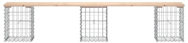 Tömör fenyőfa gabion kerti pad 203x31x42 cm