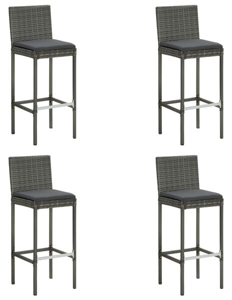 5 darabos szürke polyrattan kerti bárszett párnákkal