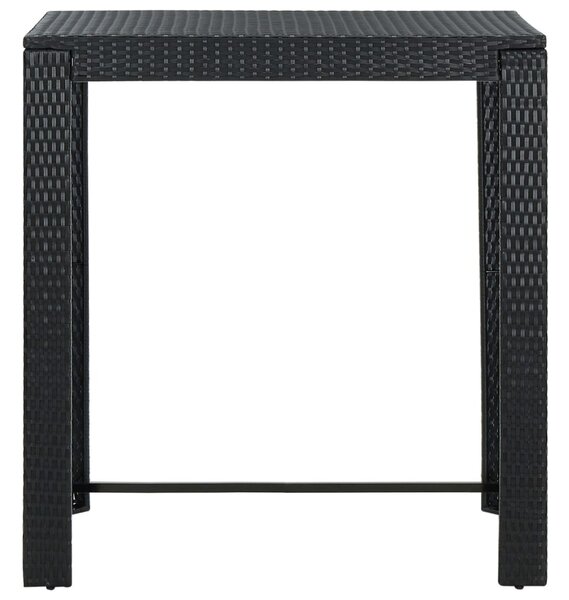 5 részes fekete polyrattan kültéri bárszett párnákkal