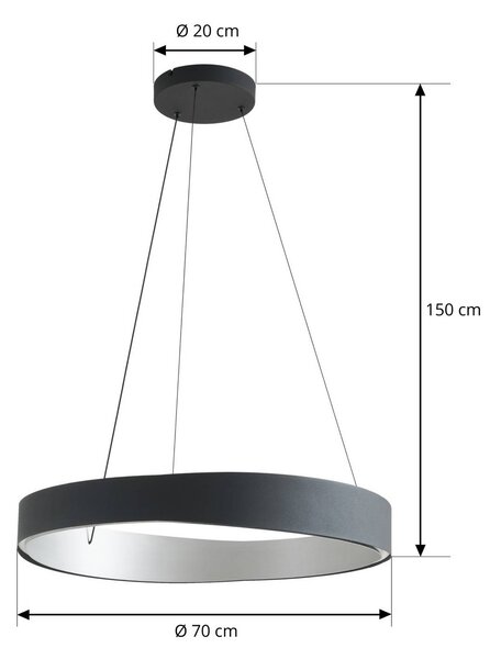 Lucande LED lógó világítás Daelor, fekete/alumínium, CCT, dimmelhető, dimmelhető, Fekete, Nappali / Étkező, fém, Dizájn