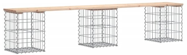 Tömör fenyőfa gabion kerti pad 203x31x42 cm