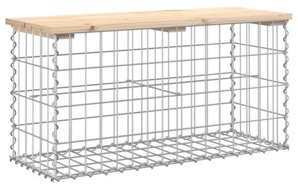 Tömör fenyőfa gabion kerti pad 83x31,5x42 cm