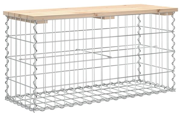 Tömör fenyőfa gabion kerti pad 83x31,5x42 cm