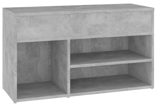 Betonszürke szerelt fa cipőtároló pad 80 x 30 x 45 cm