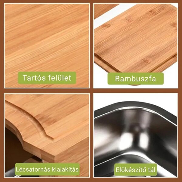 Chopstar™ Bambusz Vágódeszka Fiókokkal