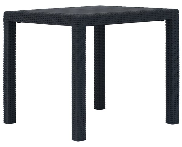 Antracitszürke rattan küllemű műanyag kerti asztal 79x79x72 cm