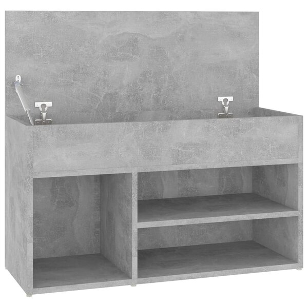 Betonszürke szerelt fa cipőtároló pad 80 x 30 x 45 cm