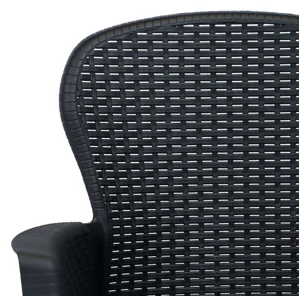 2 db antracit rattan hatású műanyag kerti szék párnával