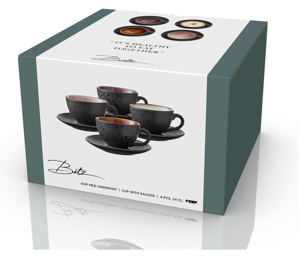 Fekete kerámia csésze szett 4 db-os 240 ml Gastro Black/Mix – Bitz