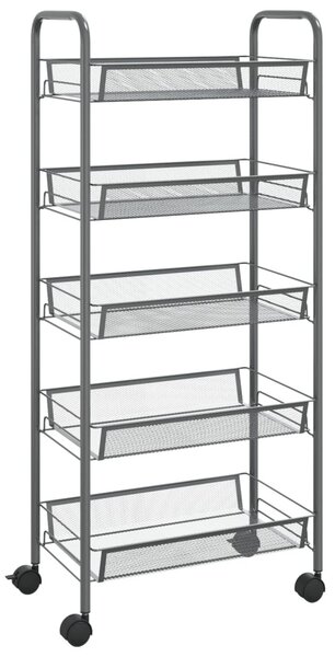5 szintes szürke vas konyhai kerekes kocsi 46 x 26 x 105 cm