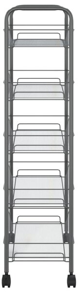 5 szintes szürke vas konyhai kerekes kocsi 46 x 26 x 105 cm