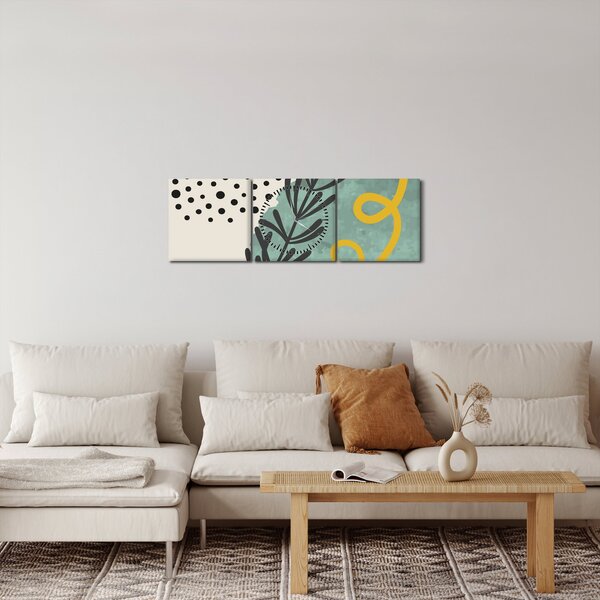 Kép - Absztrakt lapok N⁰1 (órával) (90x30 cm)