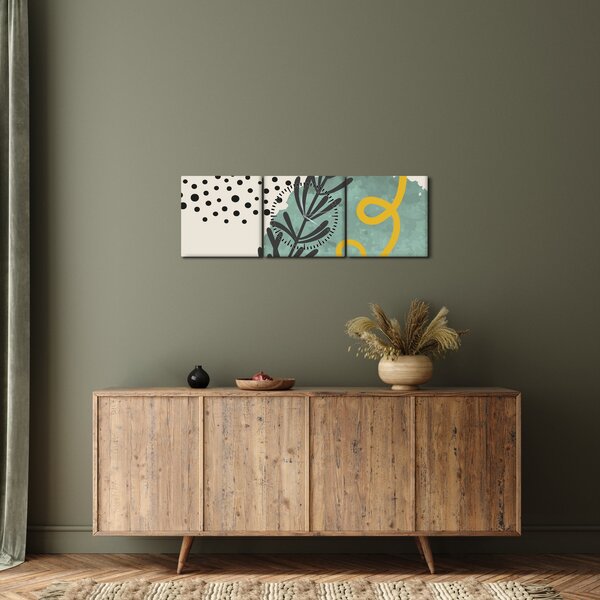 Kép - Absztrakt lapok N⁰1 (órával) (90x30 cm)