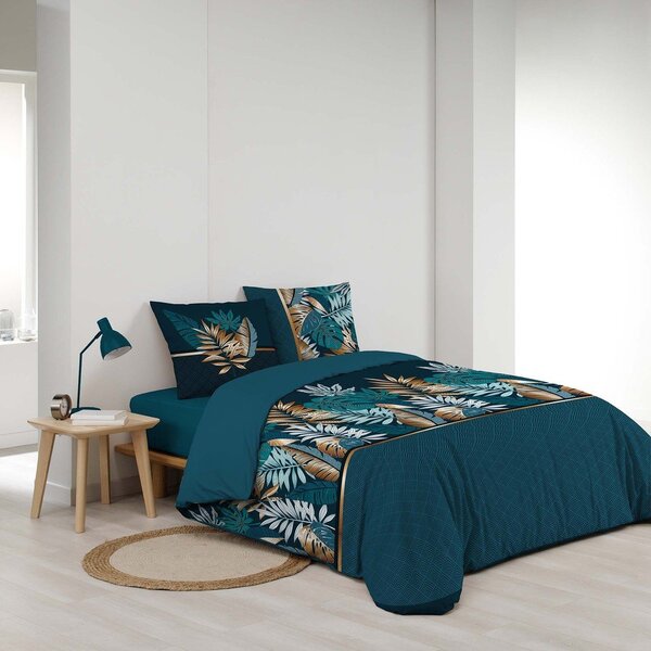 Kék kétszemélyes hosszabbított pamut ágyneműhuzat 240x220 cm Alianor – douceur d'intérieur