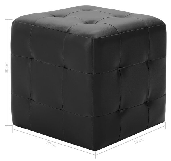 2 db fekete műbőr puff 30 x 30 x 30 cm