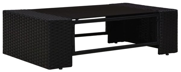 5 részes fekete polyrattan kerti ülőgarnitúra