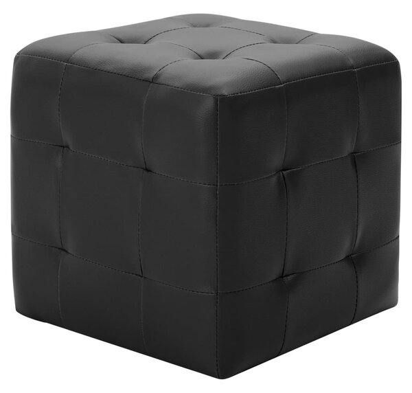 2 db fekete műbőr puff 30 x 30 x 30 cm