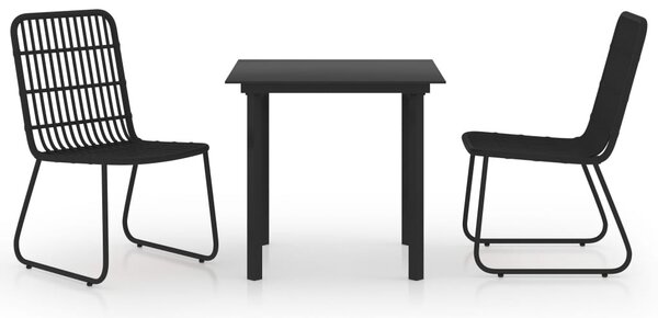 3 részes polyrattan és üveg kültéri étkezőgarnitúra