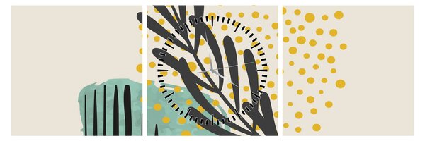 Kép - Absztrakt lapok N⁰3 (órával) (90x30 cm)