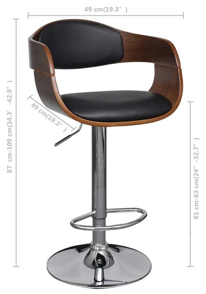 3052716 Bar Stools 2 pcs Black Bent Wood and Faux Leather (2x241053)