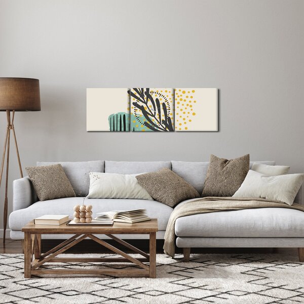 Kép - Absztrakt lapok N⁰3 (órával) (90x30 cm)
