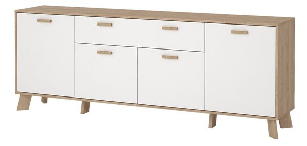 Fehér-natúr színű komód tölgyfa dekorral 196x73x39 cm Ikast – Tvilum