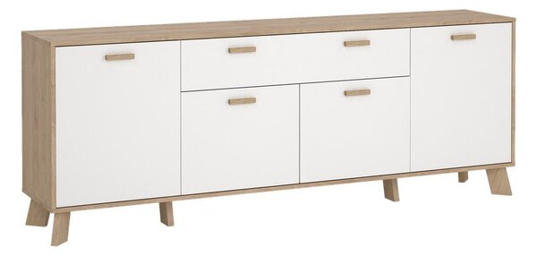 Fehér-natúr színű komód tölgyfa dekorral 196x73x39 cm Ikast – Tvilum