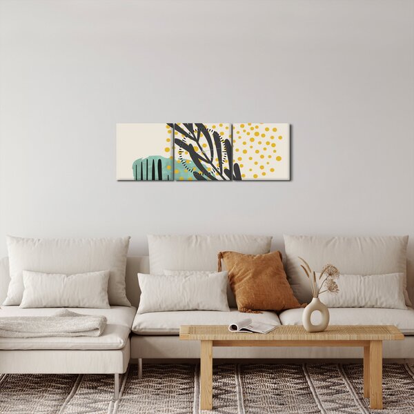 Kép - Absztrakt lapok N⁰3 (órával) (90x30 cm)