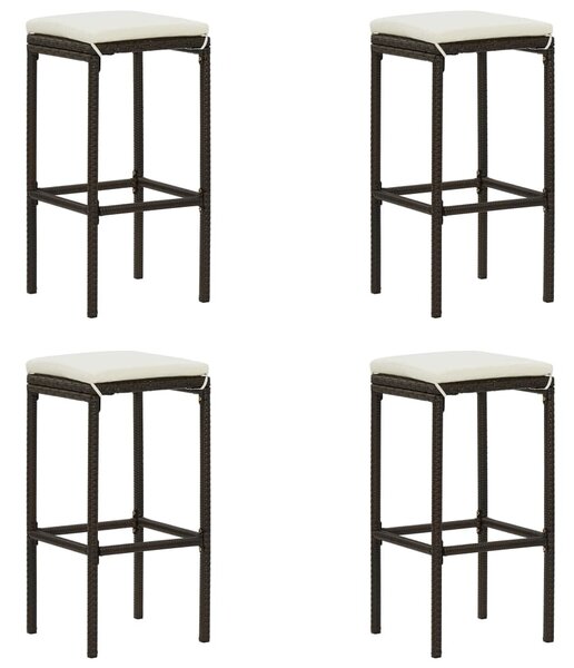 5 darabos barna polyrattan kerti bárszett párnákkal