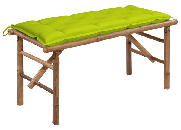Összecsukható bambusz kerti pad párnával 118 cm