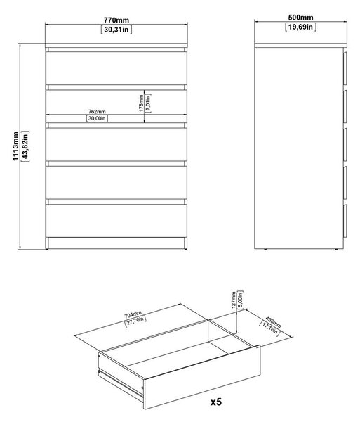 Natúr színű komód tölgyfa dekorral 77x111x50 cm Naia – Tvilum
