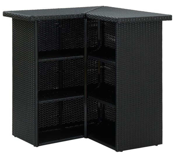 Fekete polyrattan sarok bárasztal 100 x 50 x 105 cm