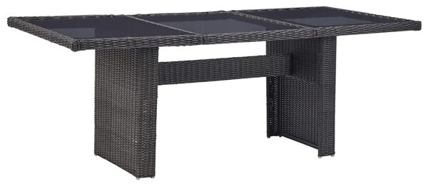 Barna üveg és polyrattan kerti étkezőasztal 200 x 100 x 74 cm