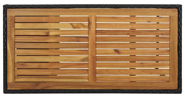 Fekete polyrattan bárasztal tárolópolccal 120 x 60 x 110 cm