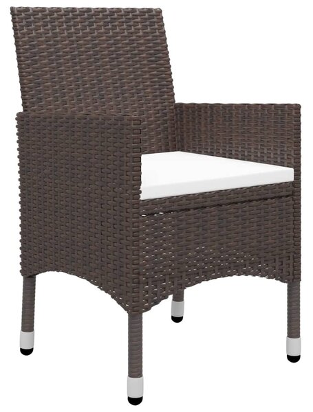 5 részes barna polyrattan és üveg kerti étkezőgarnitúra