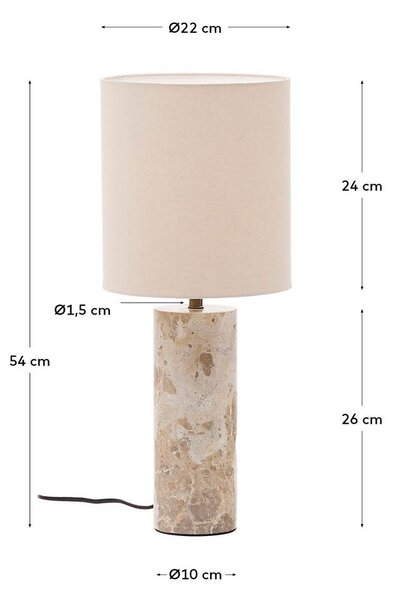 Bézs márvány asztali lámpa textil búrával (magasság 54 cm) Raze – Kave Home