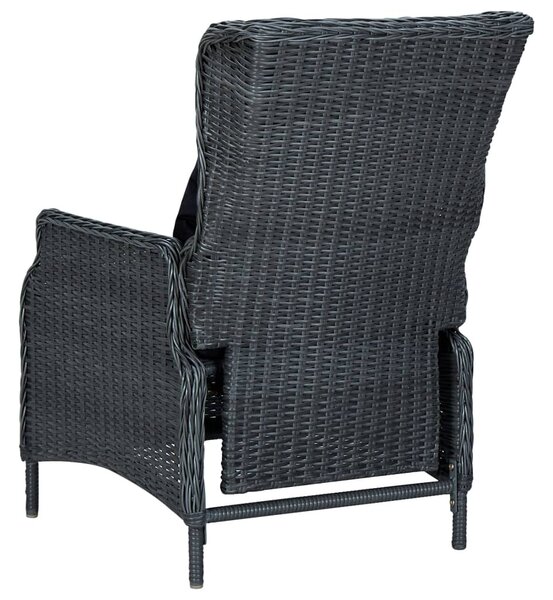 9 részes sötétszürke polyrattan kültéri étkezőszett párnákkal