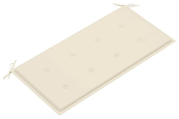 Tömör tíkfa kerti pad krémszínű párnával 112 cm