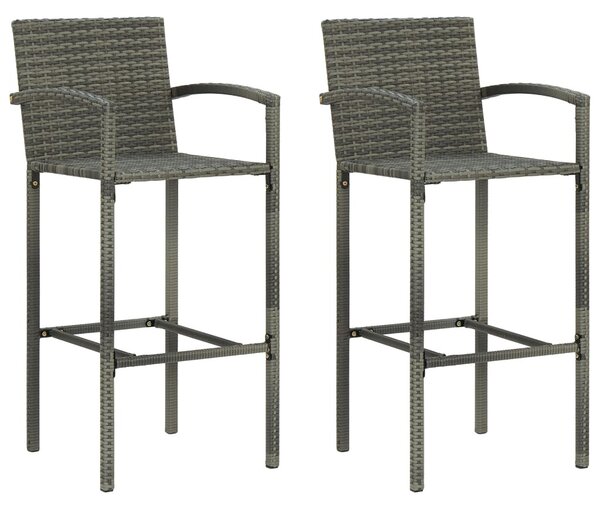 2 db szürke polyrattan bárszék