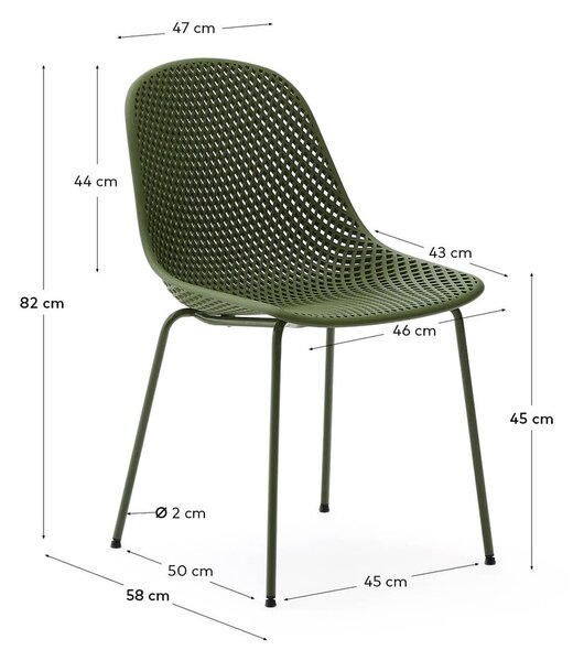 Sötétzöld fém kerti szék Quinby – Kave Home